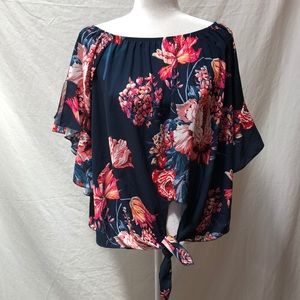 Floral Top Tye At Waist Size L